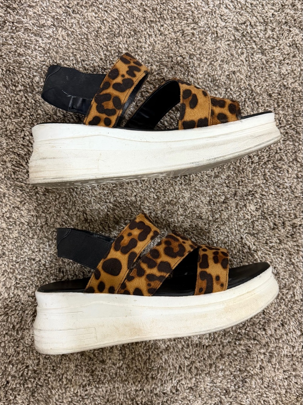 Leopard Print Platform Sandals - Women